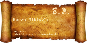Berze Miklós névjegykártya